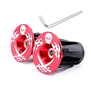 【中古】【インポート品・未当て嵌める】ZFZ バイクバーエンドプラグ - ユニバーサルラバースポンジアルミハンドルバープラグ (赤いことスカル)