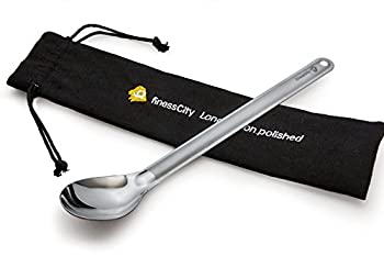 【中古】【インポート品・未当てはめる】最も長々しいチタンLong Handled刀圭It \u0027s 9.65in/ 245?粍ロング刀圭with Bigger Polishedどんぶり鉢、チタン刀圭Comes with雨合羽容れもの