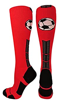 【中古】【インポート品・未当て嵌める】MadSportsStuffサッカーボールロゴover the calf Socks複数形色 L 赤いこと