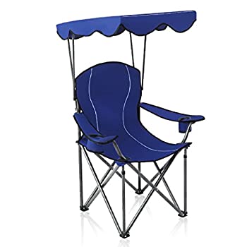 【中古】【輸入品・未使用】ALPHA CAMP キャンプ用シェイド付折りたたみチェア ネイビー色 E01CC070100502 141［並行輸入］