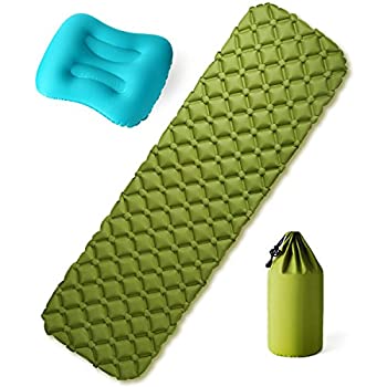 【中古】【インポート品・未当て嵌める】Exwell Ultralight寝袋、難民キャンプ、うしろ側荷造り、旅する、難民キャンプ用マットレス＆インフレータブルネックピローセットの悧巧の自分自身インフレー