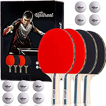 【中古】【インポート品・未当て嵌める】(Blue) - Upstreet Ping Pong Paddle Set Includes 4 Ping Pong Paddles with 3 Star Ping Pong Balls for Table Tennis