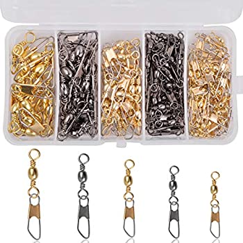 【中古】【インポート品・未当て嵌める】JSHANMEI 150pcs/lot Fishing Swivel Snaps Rolling Barrel Swivel Safety Snap Solid Rings High Strength Fishing Lure Line Connector