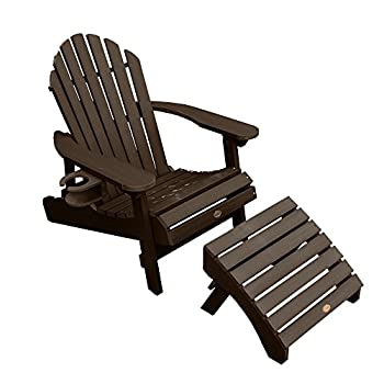 【中古】【インポート品・未当て嵌める】Highwood AD-KITCHL5-ACE 1 Hamilton Folding \u0026 Reclining 1 Easy-Add Adirondack Chair with Ottoman and Cup Holder%ｶﾝﾏ% Weathered Acorn 141