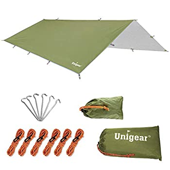 【中古】【輸入品・未使用】ユニジア Unigear 防水タープ 軽量 日除け サンシェルター ポータブル 天幕 シェード キャンプ 収納ケース付 2-6人用 3サイズ (アーミーグリーン
