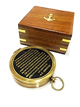 【中古】【インポート品・未当て嵌める】航する アンティーク 金管楽器羅針儀 3in 刻みつける羅針儀 木製ボックス席付き添い人 (例:カミング金管楽器羅針儀)