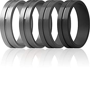 【中古】【輸入品・未使用】ThunderFit 男性用シリコンリング 7個/4個/1個 - 表面つや消し ベベルエッジ ゴム製結婚指輪 14.5 - 15 (23.82mm)｜ムジカ＆フェリーチェ店