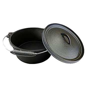 【中古】【輸入品・未使用】サンパーシー ダッチオーブン セット 鋳鉄製 付属品3点付 直径23.5cm×10cm 収納袋 五徳 リッドリフター [並行輸入品]
