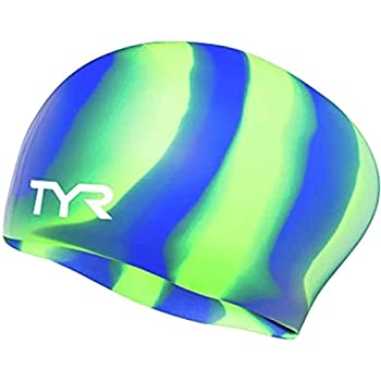 【中古】【インポート品・未当て嵌める】TYR マルチ色つや ロング髪の毛 ケイ素樹脂 スイムキャップ 緑であること