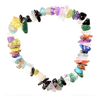 【中古】【輸入品・未使用】ZENERGY GEMS チャージド 7インチ チャージド プレミアム 各クリスタルチップ (ミックスストーン) 伸縮性ブレスレット レイキ (40+ クリスタルタ