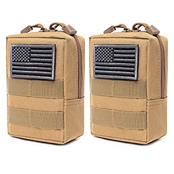 【中古】【輸入品・未使用】Molleポーチ 2パック - タクティカルコンパクト防水EDCポーチ (タン)
