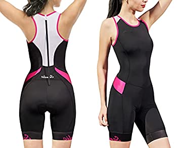 【中古】【インポート品・未当てはめる】レディース トライアスロン背広 衣裳 ノースリーブ 取り組み背広 パッド入り口・入口 速乾 スリミング 駈けっくら 水浴び サイクリング