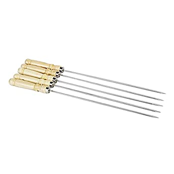 【中古】【輸入品・未使用】串 バーベキュー串 スキューアー 焼き串 ステンレス製 BBQツール 木柄 キャンプアウトドア 5本セット 焼き鳥 串焼き 串カツ