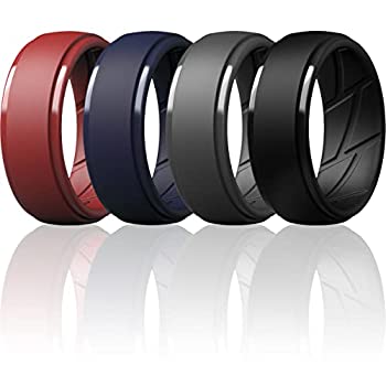 【中古】【輸入品・未使用】ThunderFit シリコンウェディングリング メンズ 7リング 4リング 1リング ステップエッジ 通気性エディション ゴム製婚約指輪 9.5 - 10 (19.8mm)|ムジカ&フェリーチェ店