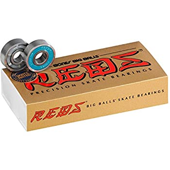 【中古】【輸入品・未使用】Bones Bearing ビッグボール レッド 精密スケート定格ベアリング 8mm 16個パック