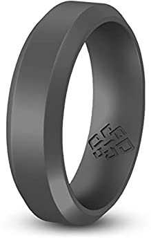 【中古】【インポート品・未当て嵌める】Knot Theory ベベルコンフォートシリコンリング - 成人男性夫うす暗い薄墨色6粍大きさ14