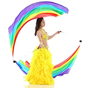 【中古】【輸入品・未使用】KIKIGOAL 2個 2.0x0.9m/78.67x35.44インチ マルチカラー ダンスシルクベールポイ (0.8x0.9m/78.67x35.44インチ、7色)|ムジカ&フェリーチェ店