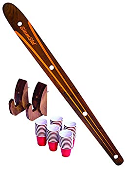 【中古】【輸入品・未使用】GoPong Slamski | ヴィンテージ木製4人用 ドリンクスキー プラスチックショットグラス50個付き