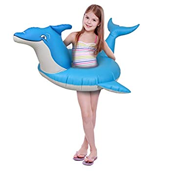 【中古】【インポート品・未当て嵌める】GoFloats Dolphin Jr プールフロートパーティーチューブ かっこ良いなフローティングキッズ用 青色 (PT-JR-Dolphin) その他-水泳