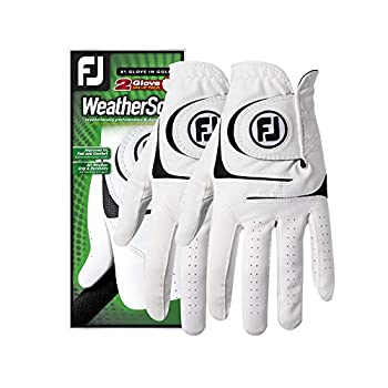 【中古】【輸入品・未使用】FootJoy メンズ WeatherSof ゴルフグローブ ホワイト Lサイズ 右利き用 2個パック
