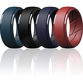 【中古】【輸入品・未使用】ThunderFit シリコンウェディングリング メンズ 通気性 通気 内側の溝 7リング 4リング 1リング ステップエッジ 通気性 ゴム 婚約バンド 幅10mm