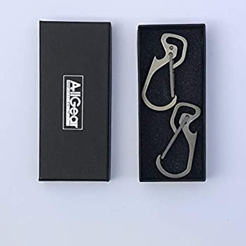 【中古】【輸入品・未使用】AllGear チタンカラビナキーチェーンホルダー 2個パック 栓抜き クイックリリースマルチツール付き