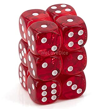 【中古】【輸入品・未使用】[Chessex]Chessex Translucent 16mm d6 Red w/White Dice Block 12 pipped dice 23604 [並行輸入品]