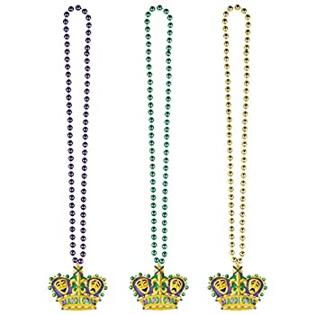 【中古】【輸入品・未使用】(Large Crown) - Amscan Large Mardi Gras Crowns Bead Necklace Costume Party Accessory%ｶﾝﾏ% Plastic%ｶﾝﾏ% 100cm (Colour May Vary)｜ムジカ＆フェリーチェ店