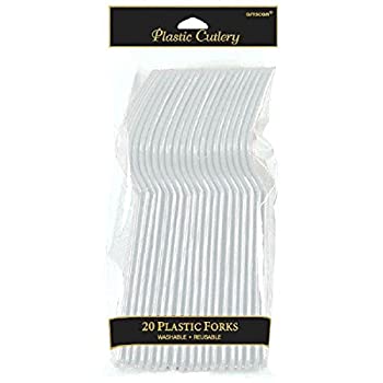 【中古】【輸入品・未使用】Silver Pack Of 20 Reusable Plastic Forks|ムジカ&フェリーチェ店