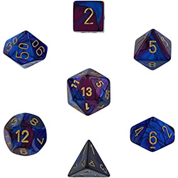 【中古】【輸入品・未使用】[Chessexマニュファクチャリング]Chessex Manufacturing Cube Gemini Set Of 7 Dice Blue & Purple With Gold Numbering CHX26428 [並行輸入品]｜ムジカ＆フェリーチェ店