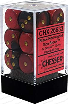 【中古】【輸入品・未使用】[Chessexマニュファクチャリング]Chessex Manufacturing D6 Cube Gemini Set Of 12 Dice%ｶﾝﾏ% 16 mm Black & Red With Gold Numbering 26633 [並｜ムジカ＆フェリーチェ店 10,725円