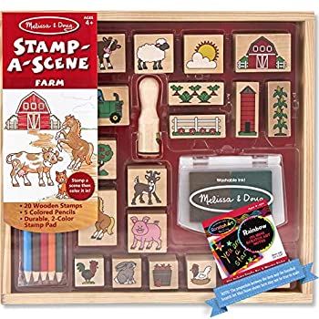 【中古】【輸入品・未使用】Farm: Stamp-a-Scene Wooden Stamp Set + FREE Melissa & Doug Scratch Art Mini-Pad Bundle [85922]