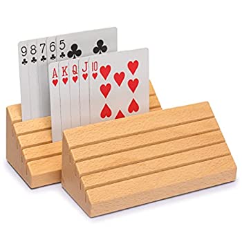 【中古】【輸入品・未使用】Solid Oak Wooden Playing Card Holder / Rack / Organizer - Set of 2