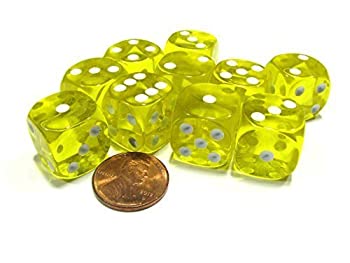 【中古】【輸入品・未使用】Set of 10 D6 Six-Sided 16mm Transparent Dice - Yellow with White Numbers by Koplow Games [並行輸入品]｜ムジカ＆フェリーチェ店
