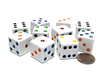 【中古】【輸入品・未使用】Set of 10 Large Six Sided Square Opaque 19mm D6 Dice - White with Multicolor Pip by Koplow Games [並行輸入品]｜ムジカ＆フェリーチェ店 9,240円