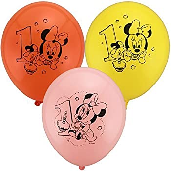 Pioneer National Latex Minnie 1st Birthday 12 Balloons ｶﾝﾏ 6 Count 並行輸入品 お求めやすく価格改定