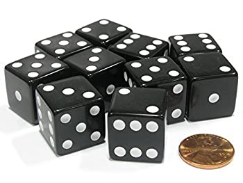 【中古】【輸入品・未使用】Set of 10 Large Six Sided Square Opaque 19mm D6 Dice - Black with White Pip Die by Koplow Games [並行輸入品]｜ムジカ＆フェリーチェ店