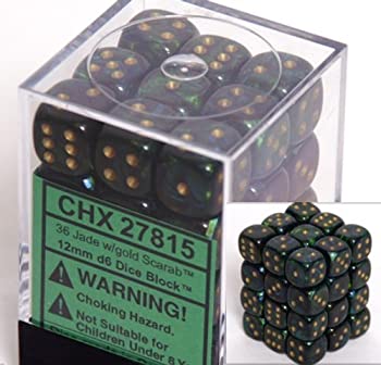 【中古】【輸入品・未使用】Chessex Dice d6 Sets: Scarab Jade with Gold - 12mm Six Sided Die (36) Block of Dice [並行輸入品]｜ムジカ＆フェリーチェ店