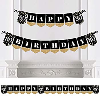【中古】【輸入品・未使用】Adult 80th Birthday - Gold - Birthday Party Bunting Banner - Gold Party Decorations - Happy Birthday