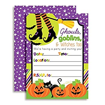 【中古】【輸入品・未使用】Ghouls%ｶﾝﾏ% Goblins and Witches Halloween Party Invitations%ｶﾝﾏ% Ten 13cm x 18cm Fill In Cards with 10 White Envelopes by AmandaCreatio