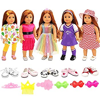 【中古】【輸入品・未使用】Barwa 5 Sets American Girl Clothes Dress Outfits with Accessories and 2 Pairs American Girl Doll Shoes