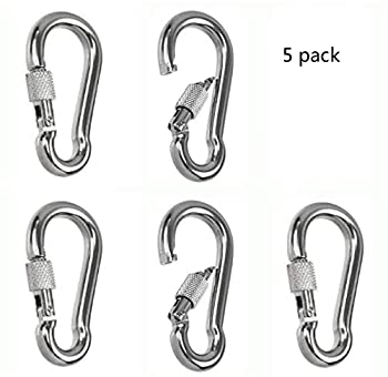 【中古】【輸入品・未使用】5?PC 4.5?%ダブルクォーテ% Big Heavy Duty 750lbsステンレススチールNon Rustスプリングスナップフックカラビナスクリューロックキーリングキーチェ|ムジカ&フェリーチェ店