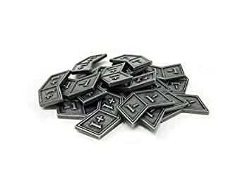 【中古】【輸入品・未使用】Citadel Black MTGメタルバフカウンター+1/+1と-1/-1、20個セット　ベルベット引き紐ポーチ、アンティークシルバー仕上げメタルトークンつき、マ