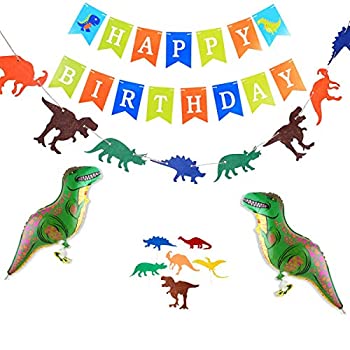 【中古】【輸入品・未使用】誕生日 飾り付け 恐竜 男の子 子供 面白い 動物 happy birthday バナー ガーランド ウォーキング バルーン 風船 ケーキトッパー 1|ムジカ&フェリーチェ店