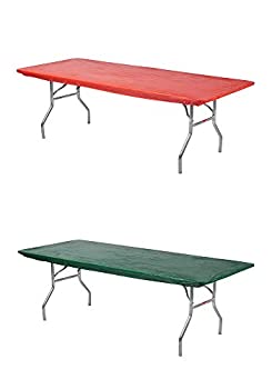【中古】【輸入品・未使用】Kwik-Covers Rectangular Fitted Plastic Table Covers%ｶﾝﾏ% 240cm x 80cm (2.4m)%ｶﾝﾏ% 2 Red%ｶﾝﾏ% 2 Green