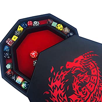 【中古】【輸入品・未使用】Fantasydice - レッド - ファイアードラゴン - ダイストレイ - 8インチ 八角形 蓋とサイコロのステージングエリア付き - D&D 、クトゥルフ、シャ