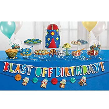 【中古】【輸入品・未使用】Amscan 120440 マルチカラー 5フィート 紙製 Happy Birthday Blast Off デラックスレターバナー 各1個|ムジカ&フェリーチェ店