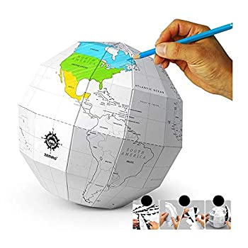 【中古】【インポート品・未当て嵌める】(面白 + 学びとる) 分かりやすい DIY 精神的な統合 立体 3D Paper 世界 色を塗る DIY Coloring Paper Globe 並行輸入