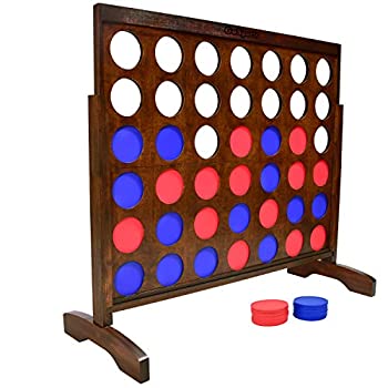 【中古】【輸入品・未使用】GoSports ジャイアントポータブル4インチ並べゲーム ダークウッドステイン - 4フィート幅- ルールとキャリーバッグ付き ブラウン