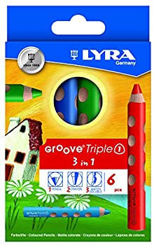 【中古-非常に良い】リラ LYRA 文具 色鉛筆 三角グリップ クレヨン 水彩色鉛筆 美しい発色 グルーヴトリプルワン 6色セット